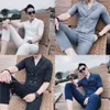 Borsten Double Summer Kostuum Mariage Homme Black Wit Gray Blue Stripe Set Set Smoking Uomo Tres de Hombre 201105