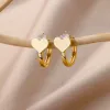 Oorbellen roestvrij staal hart oorbellen voor vrouwen meisjes goud vergulde liefde hoepel oorbellen Koreaanse mode sieraden bruiloft geschenken Bijoux femme