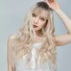 Wigs Aisi Hair Synthetische lange golvende blonde pruik met een pony Cosplay pruik voor vrouwen feest dagelijkse hoge dichtheid temperatuurvezel vezel