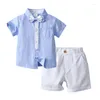 Kläder sätter barn kläder formella kostymer för barn pojke mode t-shirt shorts set boutique lyxiga pojkar sommar