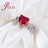 Cluster anneaux "I Love You" 925 STERLING Silver Red Heart Ring CZ Zirconia Jewelry Brand Brand Engagement Hearts For Women Gift