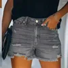 Short féminin Vintage Broken Holes Tassel Denim Femmes hautes taille trois quarts Summer Streetwear Casual Female Ultra Short Jeans