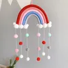 Decorative Figurines Hand-woven Rainbow Clouds Hanging Decoration Colorful Pom Felt Ball Tassel Baby Kids Room Wall Window Craft