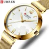 Wristwatches CURREN Fashion Watch for Women Luxury Quartz Gold Elegant Bracelet Wristwatch Female Clock Ladies Dress Stainless Steel 240423