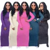 Casual Dresses WUHE Fleece Thick Warm Vintage Women O-neck Long Sleeve Solid Bodycon Maxi Dress 2024 Evening Sexy Party Club Prom