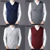 Casual coodrony argyle v-neck mouwloze mannen kleding herfst winter nieuwe aankomst gebreide kasjmier wollen trui vest 8174 201130