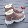 Botas de nieve tobillo peluche tibia media mujer negro y marrón grises grises de invierno plano espesado Zapatos Mujer 2024