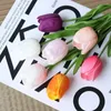 Decoratieve bloemen 6pcs Tulp bloem kunstmatige boeket nep trouwdecoratie echt aanraking