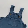 Kläder set sommar baby overall set pojke flicka barn bokstav kort ärm toppar jeans 2 st spädbarn lös retro denim hängen byxor