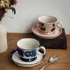 Muggar vintage finsk stil handmålad keramisk kaffemugg och fat set konstnärlig tekopp för eftermiddagsblomma infusioner