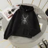 Polos y2k roligt spindelmönster tryck koreansk överdimensionerad mode casual hoodie ulzzang svart vintag gotisk tröja hiphop streetwear