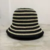 Berets Striped Woven Women Sun Sun Spring été coréen Fashion Bucket Backet Femme Femme pliable Extérieur voyage Fishmen Panama