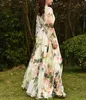Kwiatowy nadruk maxi sukienka sundress abaya dubai hidżab szyfonowy muzułmańskie sukienki afrykańska indyka islam kaftan szat 240422