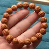 Strand Golden Monkey Head Peach Pit de artesanato esculpido Bracelet de contas de semente de semente original