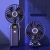 USB Handheld Mini Fan Foldable Portable Neck Hanging Fans 5 Speed Rechargeable with Phone Stand and Display Screen 240424