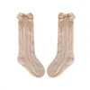 Летние девочки Полые вязаные носки сладкие детские ленточные луки отверстие 3/4 колена высокая принцесса Сокс Дети Хлоптальные ноги S1346