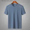 Camisetas masculinas de verão masculas camisetas camisetas camisetas de designer respirável secagem rápida cor sólida cenário esportivo redonda pescoço de pescoço de camiseta de seda de seda q240424