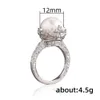 Anneaux de mariage Design unique Big Round Imitation Pearl Setting Ring