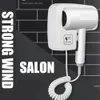 el Hair Dryer Wallmounted Strong Wind Bathroom Toilet Homestay Household Blower 1300W Powerful Free Punching with Glue 240412