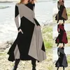 Vestidos casuais, estilo retro étnico feminino estampado 3D de mangas longas de outono de inverno moda redonda pescoço grande vestido swing s-5xl