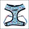 Dog Collars Leashes Step-In Dog Vest Harness Soft Air Mesh Adjustable Dogs Harnesses Leashes Set Cute Printed No Pl With Neck Padded Dhy3C