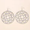 Orecchini a cerchio esagerato Fiore Rhinestone Big Round for Women Prom Gioielli Crystal Circle Accessori Drop Regalo