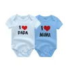 Una pieza Kiddiezoom 2 pcs/lote Four Seasons Me encanta Papa Mama Boy Boy Girl Bodysuits suave 100%algodón de algodón