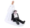 FUTEMENTO DE FESTA BRANCO BLAC BLAC Color Wedding Bride and Groom Cake Toppers O Topper de decoração engraçado em fuga escapado