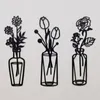 Estatuetas decorativas pendentes de parede de flor metal pendente floral escultura de animais vaso minimalista art art de ferro forjado preto para morar em casa