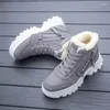 Botas de nieve tobillo peluche tibia media mujer negro y marrón grises grises de invierno plano espesado Zapatos Mujer 2024