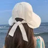 Berets Damen Sommerfaltbar für die Sonne breite Krempe UV Hals Schutz Strand Bug Eimer Hüte Ponytail Reise Panama Caps Weiblich