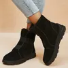 Boots 2024 Warm Black Snow Women Faux Suede Long Plush Ankle Woman Super Size 43 Winter Thicken Fur Padded Botas Mujer