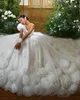 Royal Ball Gown Wedding Dresses By Hand 3D Flower Applique Sweetheart Strapless Bridal Gown Dress Vestido de Novia Cathedral Length Sweep Train