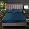 Solid Satin Fitted sheet Large Size 200 * 220 Skin Friendly Elastic Band Bed Sheet Pillowcase Customizable Mattress Cover 240410