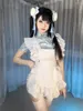 Robes de travail rétro chinois améliorée édition fille Cheongsam robe femme cosplay lolita style tablier