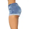Spodnie damskie szczotkowane mankietowe mankietowe szorty dżinsowe