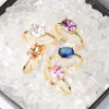 Bande Zhouyang Anelli da sposa per donne semplici multicolori ovali zircone oro chiaro colore all'ingrosso di gioielleria di amicizia R865 R865