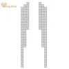 Oorbellen wong regen romantisch 100% 925 sterling zilveren lab wit saffier edelsteen tassel tassel bengelen oorbellen bruiloft fijne sieraden voor vrouwen