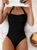 VR64 Ensembles actifs S - xl Sexy Racked Halter Backless One Piece Swimsuit Femme Swimwear Femme Feme High Cut Batted Bathing Bathing Fult Swim K5188 240424