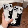 Cas de téléphones portables Cartoon Animal Étui de téléphone chat mignon pour iPhone 11 Case iPhone 13 15 Pro Max 12 14 Pro XS XR X 7 8 SE SILICONE COVER CEAR SOFT D240424