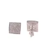 Square Full Diamond Hip-hop Earrings, Fashionable Square Micro Inlaid Zircon Earrings