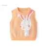 Cardigan Children's Tricoted Pull Vest Cartoon Rabbit Unisexe Oneck Pullover Cotton Sans manches mignons Baby Boy Clothes Girl 2 à 8 ans