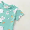 Ensemble Mababy 018m Pâques pour tout-petit bébé bébé bébé fille fille set lapin imprimé short tshirt tenues de vêtements d'été d01