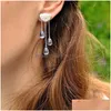 Stud Lotus Fun Real 925 Sterling Sier Natural Crystal Gems Fine Jewelry Ethnic Cloud Long Tassel Drop Earrings For Women Brincos 2401 Dhrmt