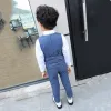 Blazers Blazer Kids Boy Plaid Vest Waigcoat Mariage Vêtements Set Toddler Robe formelle Suit Child Brooch Shirt Pant