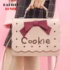 Shoulder Bags Pink Kawai Embroidery Bow Handbags For Women 2024 Lolita Bussiness Bag Cute Cookie Crossbody Flaps Female Messenger