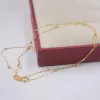 Kettingen echte 18k gele goudketen vrouwen geluk mini kralen met o ketting link ketting 4060cml