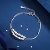 Charm Armbänder 925 Silberschichtkette kleines runde Perlenarmband für Frauen Bangel Hochzeit Schmuckparty SL023