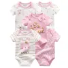 Één-stuks KIDDIEZOOM 5 PCS/Lot Fashion pasgeborene 100%katoen Baby Boy Girl Bodysuit Korte mouw zachte baby onesies baby shower cadeaus