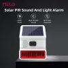 Tillbehör Mulo Trådlös utomhus Solar Sound Light Alarm Motion Sensor Powered Strobe Siren Alarm Host för Home Shop Garage